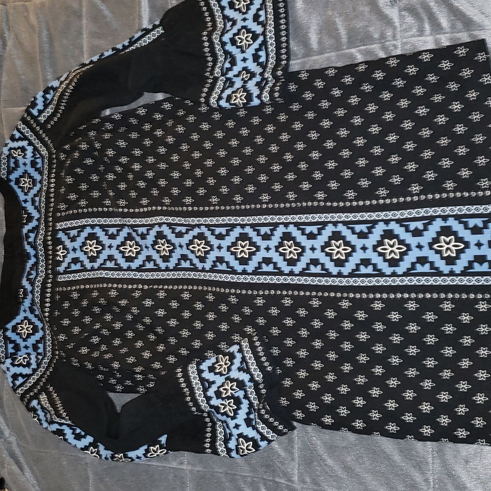 Loft petites xxs black &blue boho dress